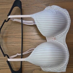 Striped White and Black Bra